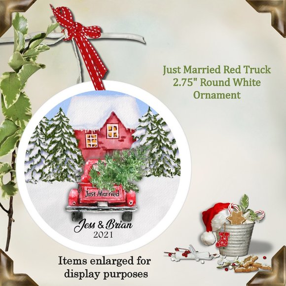 Red Truck Personalized Christmas Ornament - Picture 1 of 1